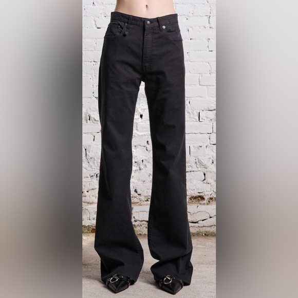 R13 Jane Women Jeans 30 Black Bedford Cord  Wide Leg NWT 90s Minimalist Grunge - Picture 3 of 13